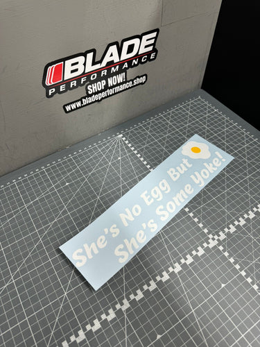 She's No Egg Car Window Sticker - Blade Performance UK
