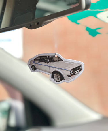 White Ford Mk2 Escort Car Air Freshener - Blade Performance UK