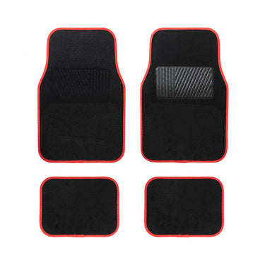 Auto Choice black carpet car mats with red trim surround and heel pad