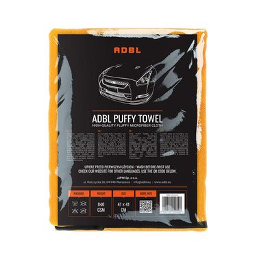 ADBL Puffy Towel buffing towel in packaging